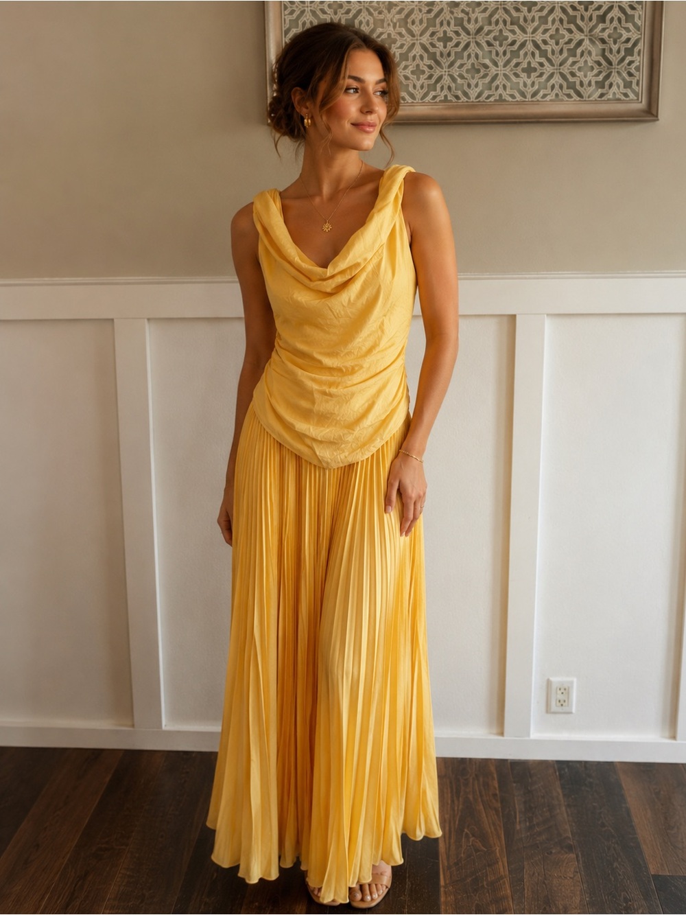 Chic Yellow Backless Dress